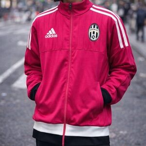 Adidas-Juventus Track Jacket-HOT PINK-Medium-Athleisure-Soccer Style-Euro-Retro
